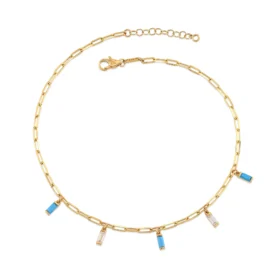 Baget Taşlı Çift Renk Station Altın Halhal