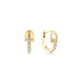 Sıralı Beş Taşlı Altın Halka Küpe