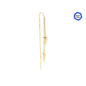 Havana İkili Zincir Sallantılı Üçgen Tek Altın Küpe