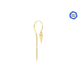 Havana Asimetrik Zincir Sallantılı Üçgen Tek Altın Küpe