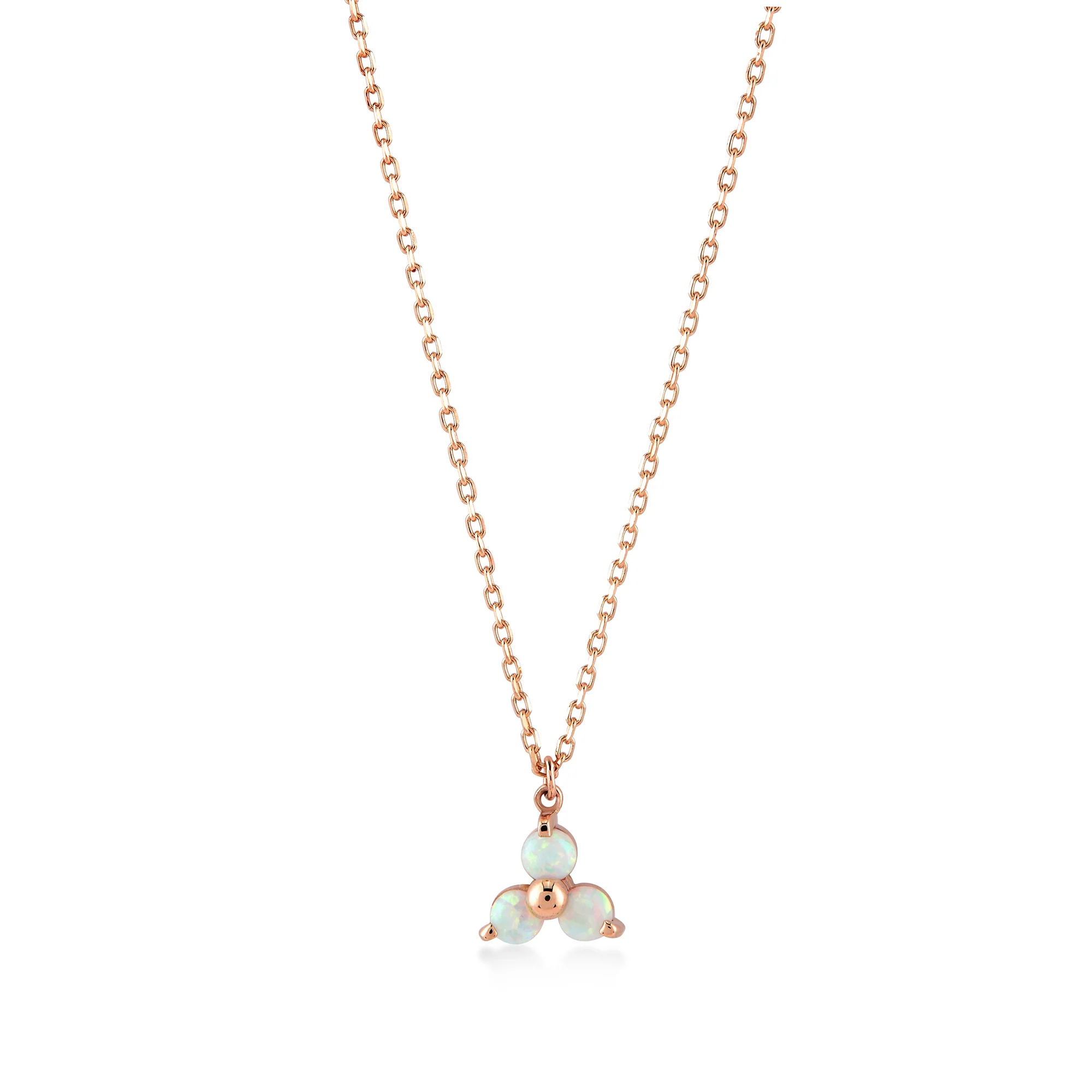 Üç Top Opalit Taşlı Altın Kolye - Görsel 4