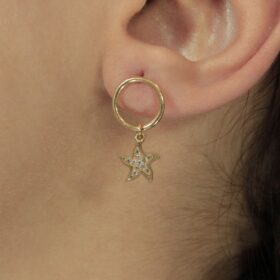 14 Ayar Altın Deniz Yıldızı Halka Sallantılı Küpe