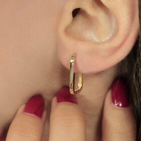 14 Ayar Altın Dikdörtgen Küpe Büyük Boy