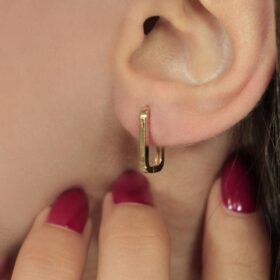 14 Ayar Altın Dikdörtgen Küpe Küçük Boy