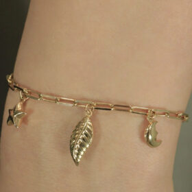 14 Ayar Altın Çok Uçlu Zincir Bileklik