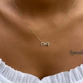 14 Ayar Altın Mini Kalpli Sonsuzluk Kolyesi