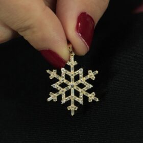 14 Ayar Altın Kar tanesi Özel Tasarım Kolye Ucu