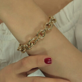 14 Ayar Altın Oval Halka Dizisi Kalın Bileklik