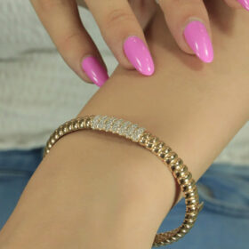 14 Ayar Altın Taşlı Akordiyon Kelepçe