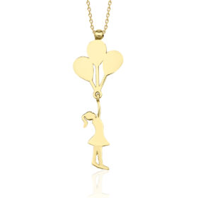 14 Ayar Altın Balonlu Kız Kolye