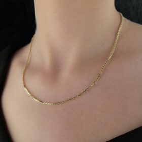 14 Ayar Altın Desenli Küp Zincir