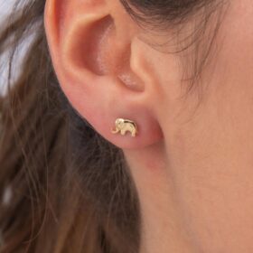 14 Ayar Altın Fil Pimli Küpe