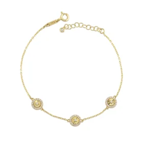 Flamenko Trio Taşlı Altın Bileklik