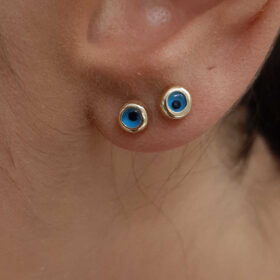 14 Ayar Altın Göz Detaylı Küpe