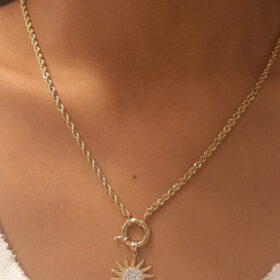 14 Ayar Altın Gülşah Saraçoğlu Güneş Detaylı Kolye