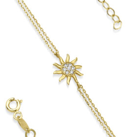 14 Ayar Altın Güneş Detaylı Bileklik