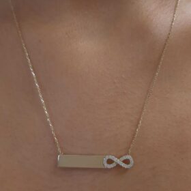 14 Ayar Altın İsim Yazılan Sonsuzluk Kolye