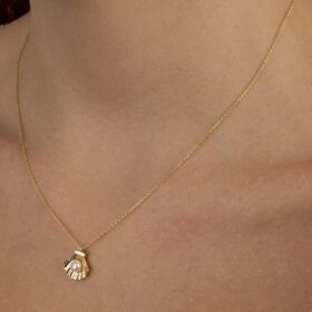 14 Ayar Altın İstiridye İncili Kolye