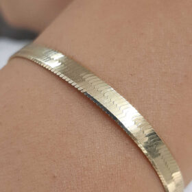 14 Ayar Altın İtalyan Ezme Bileklik 5 mm