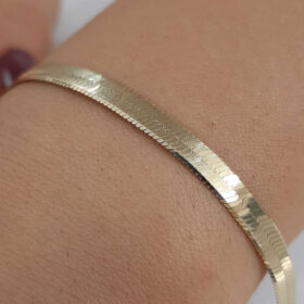 14 Ayar Altın İtalyan Ezme Orta Boy Bileklik