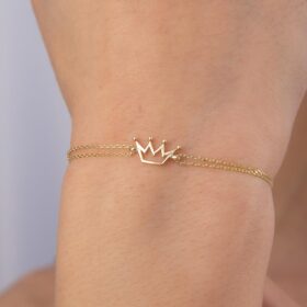 14 Ayar Altın Kraliçe Tacı Bileklik