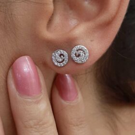 14 Ayar Altın Swarovski Taşlı Lava Küpe