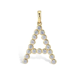 Letters Taşlı Harf Sarı Altın Charm