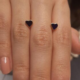 14 Ayar Altın Mavi Kalp Pimli Küpe