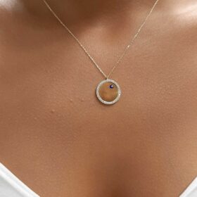 14 Ayar Altın Nazarlıklı Plaka Kolye