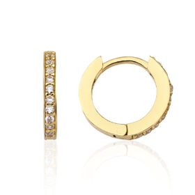 14 Ayar Altın Taşlı Halka Küpe Küçük Boy