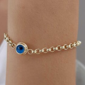 14 Ayar Altın Tek Gözlü Doç Orta Boy Bileklik