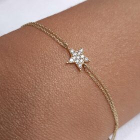 14 Ayar Altın Yıldız Taşlı Bileklik 1