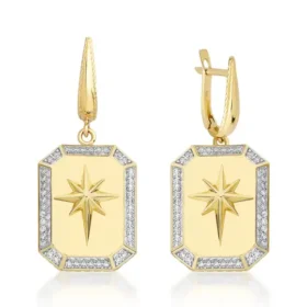 Kuzey Yıldızı Altın Taşlı Küpe