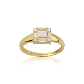 Altın Beyaz Mineli Yüzük