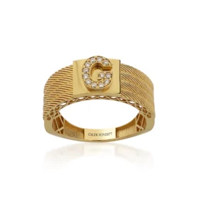 Kırmızı Altın G Harf Yüzük