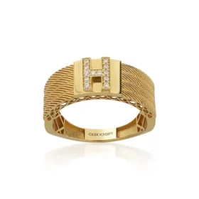 Kırmızı Altın H Harf Yüzük