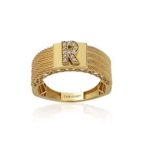 Kırmızı Altın R Harf Yüzük