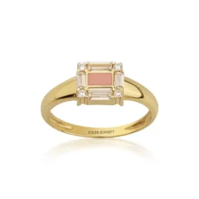 Altın Pembe Mineli Yüzük