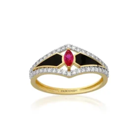 Altın Siyah Mineli Yüzük