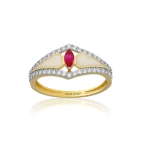 Altın Beyaz Mineli Yüzük