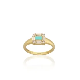 Altın Turkuaz Mineli Yüzük