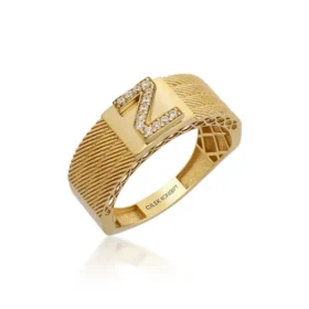 Kırmızı Altın Z Harf Yüzük