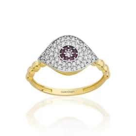 Altın Göz Mor Taşlı Yüzük