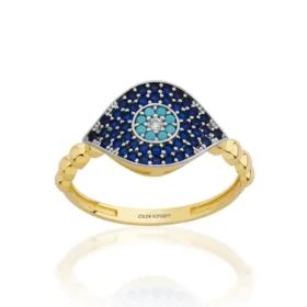 Altın Göz Lacivert Taşlı Yüzük