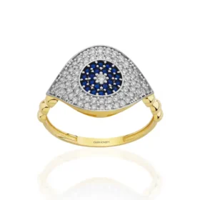 Altın Göz Lacivert Taşlı Yüzük
