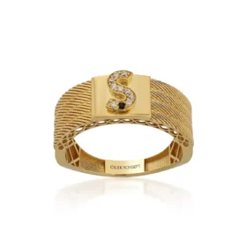 Kırmızı Altın Ş Harf Yüzük