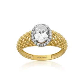 Altın Oval Taşlı Yüzük