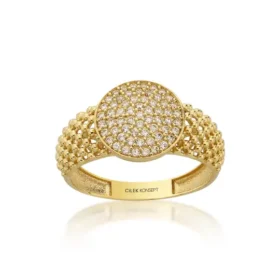 Altın Taşlı Yuvarlak Yüzük