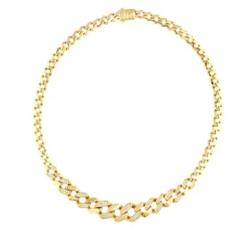 Altın Taşlı Zincir Kolye 45 Cm