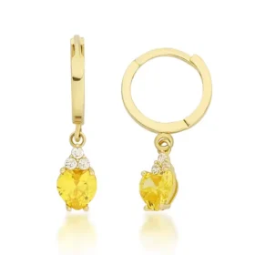 Sarı Taşlı Altın Küpe